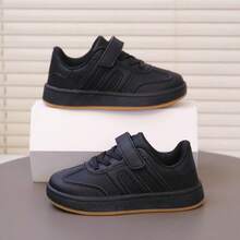 Nouvelles chaussures de sport pour enfants, chaussures à scratch pour garçons, chaussures plates confortables, chaussures décontracté - Noir - Voir 15