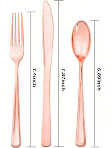 150/75/50/25pcs Rose Gold Cutlery Set, High-End Shiny, Suitable For Birthday Parties, Festivals And Other Occasions, Elevate The Party Atmosphere!