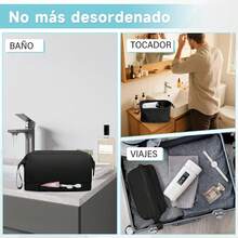 Almacenamiento deéticos RAINSMORE Neceser Separación de Humedad y Sequedad Cosmetiquera Para Hombre y Mujer Bolsa de Maquillaje Impermeable Cosmetiquera de Viaje Abertura Amplia Neceser de Viaje Negro - Rosa - Ver 7