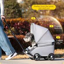 La La Pet carriola de 4 ruedas con parasol plegable plegable para mascotas para viajes al aire ultima intervension compras caminar adecuado para perros pequeños y gatos - Gris - Ver 2