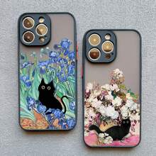 Retro Oil Painting Van-Gogh Cat Phone Case Covercompatible with  17 15 13 12 11 Pro Max Mini 16 14 Pro Max 15 Plus X XS XR Shockproof Shell,Covercompatible with  17 Hülle, 17 pro Hülle, 17 promax Hülle - schwarz YHM 5 - Übersicht 1