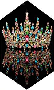 TOBATOBA Tiaras For Women, Multicolor Tiara Gold Crowns For Women, Wedding Tiara For Bride Queen Crown, Royal Princess Quinceanera Headpieces For Birthday Prom Pageant Halloween Cosplay Accessories - 紅色 - 查看 1
