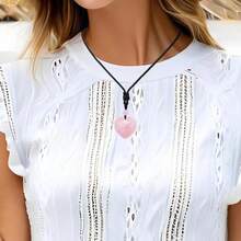 Handcarved Crystal Stone Heart Pendant Necklace For Women Love Healing Quartz Pendant With Adjustable Cord2025 - 綠色 - 查看 10