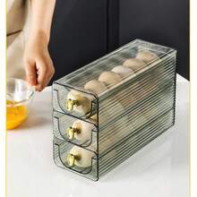 1 Piece - Egg Carton Refrigerator Drawer Type - Transparent - Kitchen Storage Extendable Rolling Storage Box Egg Tray - Xanh lá cây ba lớp - Xem 2