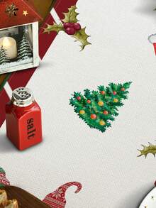 1 pieza/15 piezas Camino de mesa de lino navideño, Camino de mesa de árbol de Navidad con gnomos, Feliz Navidad, Adecuado para el hogar, restaurante, decoración de mesa de comedor, artículos para el hogar