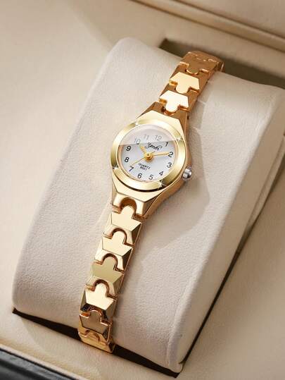 1件女士时尚简约数字小表盘优雅石英手链手表，不含表盒