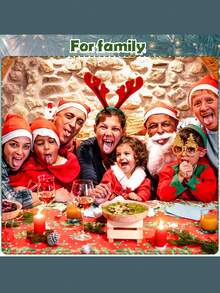 1/2 Winter Lady's Red Knitted Wool Santa Hat - 1 Piece, Adjustable Size. Suitable For Wearing In Winter To Keep Warm And Create A Christmas Atmosphere. For Christmas, A Christmas Gift, Christmas.