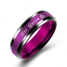Wedding Band Couple Rings Jewelry Accessories Fashion Blue/Purple Couple Her King And His Queen Stainless Steel Wedding Rings For Lover's Men Rings/Women RingsDaily Ware Best Gift For Friends And Family - Women Ring - View 3