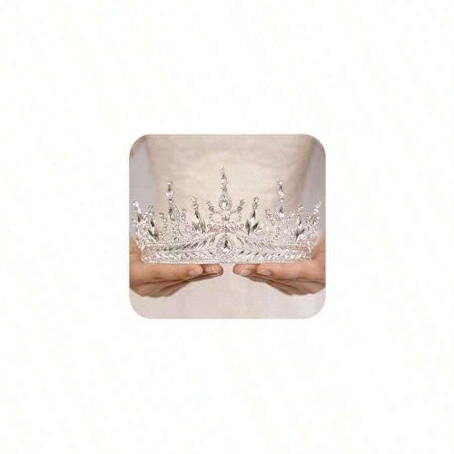 JWICOS Silver Tiara Crown for Women Bridal Wedding Tiara Headband for Brides and Bridesmaid Crystal Rhinestone Tiara for Birthday Prom Pageant Costume Party Wedding Silver - como en la foto - Ver 1
