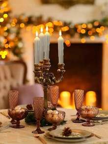 Luces de vela electrónicas LED blancas de tallo largo sin llama, estilo europeo vintage para el hogar, boda, banquete, regalo, cumpleaños, cena romántica a la luz de las velas, vacaciones, decoración de iluminación de ambiente con soporte de vela - Luz cálida - Ver 10