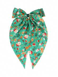 1 Peça Clipe de Cabelo Laço de Festa de Natal de Poliéster, Acessório de Moda para Mulheres, Adequado para Festa de Natal, Presilhas de Garra, Grampo de Cabelo, Barras de Cabelo - Multicolorido - Visão 22