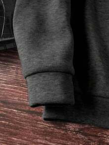 Women's Y2K Oversized Crew Neck Letter Print Sweatshirt, Casual Fall, Airport Spring - Dark Grey - View 4