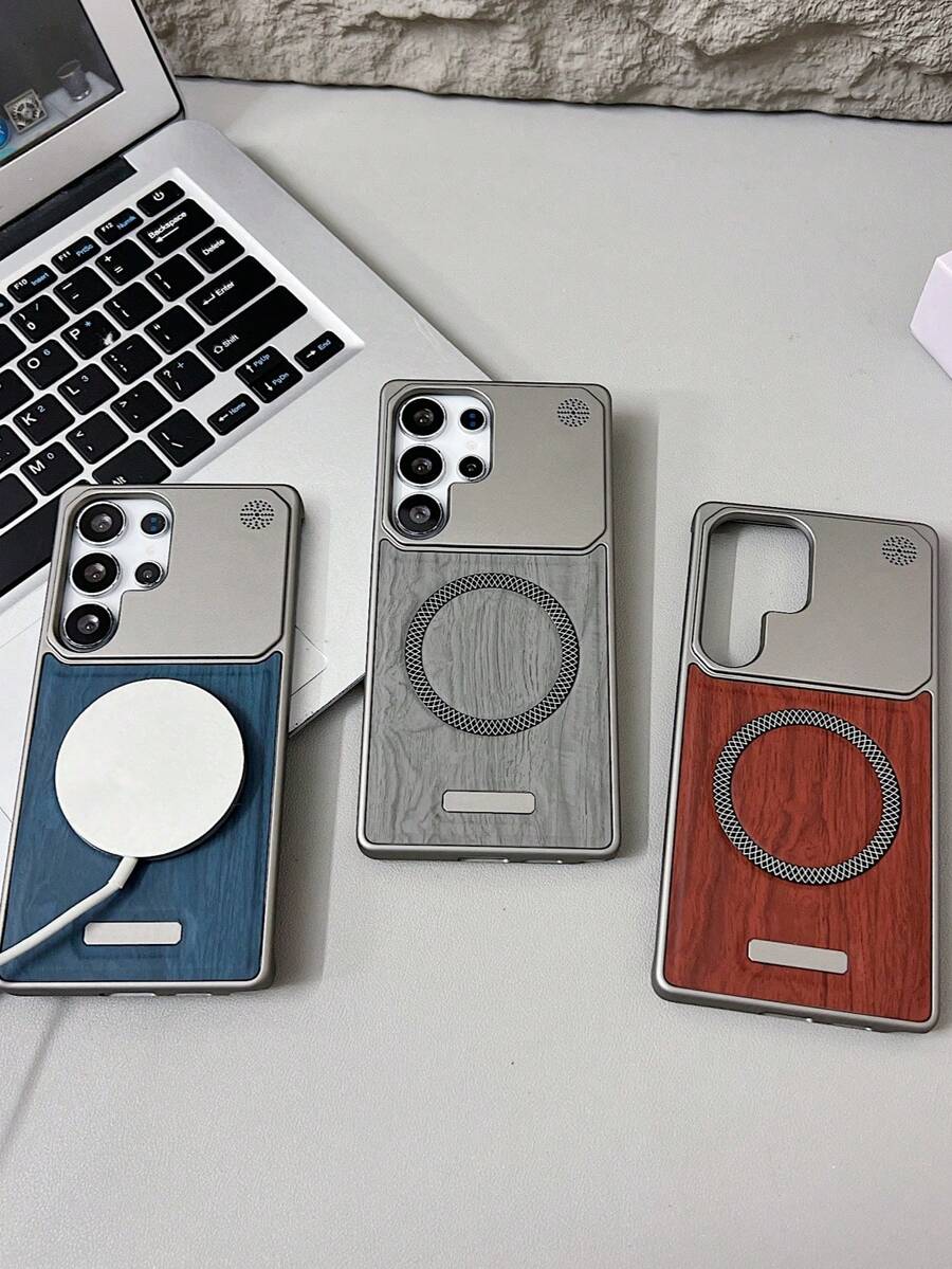 1 pièce Étui de téléphone magnétique de style minimaliste et populaire pour les affaires, convenant aux Galaxy S25 Ultra, Galaxy S24 Ultra, Galaxy S23 Ultra. Texture lisse, étui de couple, cadeau d'anniversaire, compatible avec les téléphones . Étui de protection pour téléphone avec texture magnétique Galaxy, matériau PC sans cadre.