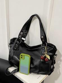 Bolso de hombro tipo tote con detalles de tachuelas, casual y ligero, perfecto para trabajadores de oficina, maestros, adolescentes, mujeres y estudiantes universitarios. Ideal para la oficina, el trabajo, los negocios y los desplazamientos al colegio.