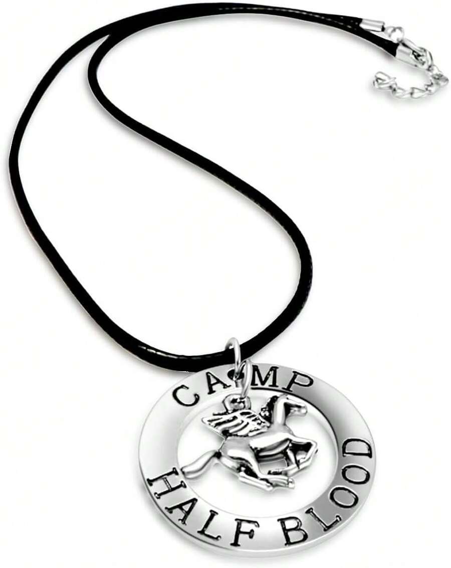 Camp Half Blood Winged Horse Pegasus Circle Olympian Silver Tone Necklace Annabeth Chase Percy Jackson2025 - 1 - 查看 1