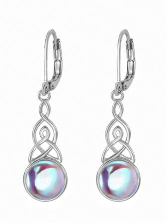 1 Pair Vintage Style Earrings With Dangling Moonstone Elements, Designed For Women, Suitable For Weddings And Parties