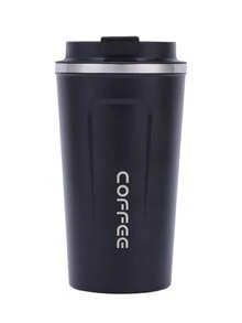 1个便携式不锈钢真空保温咖啡杯 - 双层壁，可重复使用防漏户外旅行杯，采用不锈钢材质，适用于茶和咖啡，非常适合户外、汽车和家庭使用。