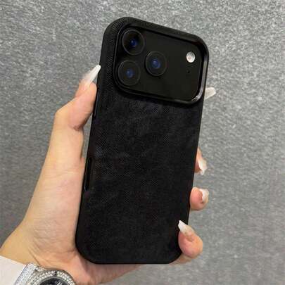 冬季奢华仿皮绒面手机壳，兼容 17 Pro Max、17 Pro、17 Air、17、16、15、14、13、12 Pro Max，防震软后盖，周年纪念礼物