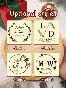 个性化木质奶酪拼盘，定制姓名圣诞婚礼礼物，定制圆形木托盘，可定制木质餐盘，圣诞礼物，圣诞节，圣诞派对，情侣订婚礼物，适用于盛放食物的奶酪拼盘、甜点沙拉盘、装饰托盘，餐厅装饰，新娘，新郎，情侣 - 風格A - 查看 5