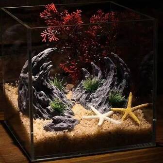 2pcs/Set Aquarium Fake Green Dragon Stone Cliff Valley Decor, Rocks, Seashells, Plants Ornaments, Aquarium Valley Landscape Set