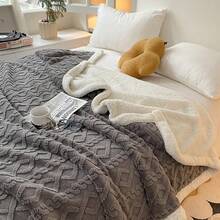 1pc Premium Jacquard Fleece Blanket With Double-Sided Ab Velvet And Fluffy Softness, Thick And Warm Winter Bedding Throw Suitable For Daughters, Mothers And Sofas, Available In Various Sizes (70*100, 120*200, 150*200, 100*150, 180*200, 200*230), Ideal For Both Single And Double Beds, Can Also Be Used As A Thick And Warm Sheepskin Fluffy Sofa Throw Blanket, Chair Cover Or Bedspread - Dark Grey - View 2