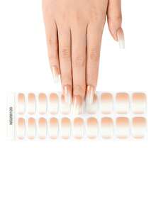 1 Box Of 20pcs Natural, Long-Lasting, Classic Ombre White UV Gel Nail Polish Stickers, Easy To Apply And Remove