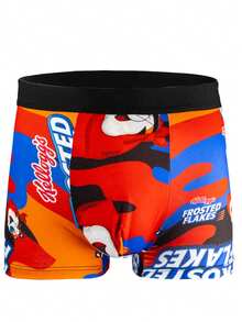 5pcs Men's Hip Hop Style Brief Underwear, Digital Print Boxer Briefs With Spandex, Suitable For Sports, Boxing, Cycling, Cartoon Fashionable Pattern Breathable Comfortable Stretchy Trunks - Multicolor - View 4
