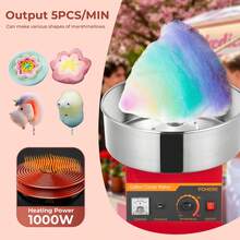 1000W Professional Cotton Candy Machine, Cotton Candy Maker With 15 Inch Stainless Steel Bowl, Perfect For Home, Carnival, Kids Birthday, Family Party, Red - US A Type Plug(110-127V) - View 4
