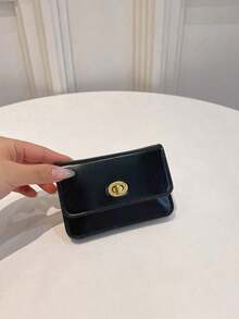 New Women's Black PU Leather Short Classic Vintage Fashion Twist Lock Coin Pouch Multifunctional Wallet Minimalist Clutch For Women Wallet Purse Wallet Small Wallet - 黑色 - 查看 2