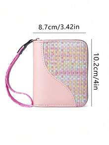 Colorblock Woven Texture Short Wallet, Large Capacity Wallet With Multiple Card Slots, High-End Coin Purse, Minimalist Multi-Layer Wallet For Daily Use, Versatile Fresh Card Holder With Multiple Slots - Multicolor - View 5