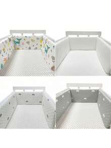 AIBOYING 1件装 200*28厘米 儿童床围，婴儿床床垫，四季通用床护栏，全棉软垫婴儿床围栏，婴儿房装饰，婴儿床上用品配件 - 彩色 - 查看 1