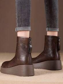 Fashionable Girls Ankle Boots, Increase Height, Versatile Boots, Autumn/Winter - Brown - View 4