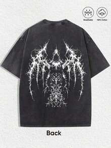 Graphic Tees Men, Thorn Abstract Creature Dark Art Print T-Shirt, Gothic, Edgy, Streetwear, Casual, Horror,   For Men - 灰色 - 查看 4