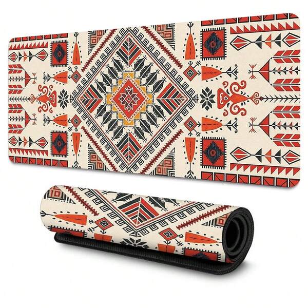 1 szt. Geometryczna podkładka pod mysz | Żywy wzór w stylu boho z motywami artystycznymi | Duży rozmiar, antypoślizgowa gumowa podstawa, gładka, wysokiej jakości powierzchnia | Idealna do gier, biura i jako dekoracja biurka w stylu boho | Idealny prezent dla miłośników sztuki i stylu boho