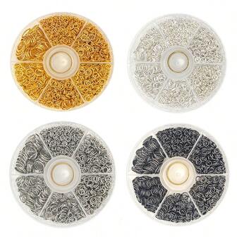 6-Grid Stainless Steel O-Ring Connector Set, 880pcs - Open Jump Rings, Suitable For DIY Handmade - Bracelet, Earring, Necklace Connectors 4/5/6/7/8/10mm