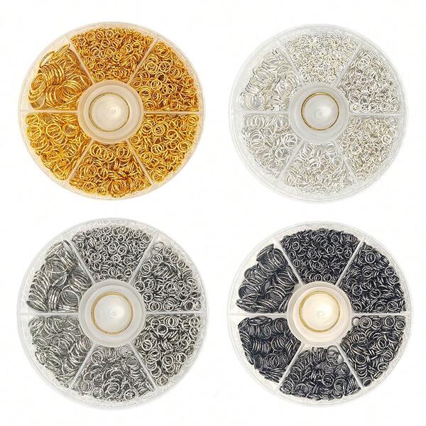 6-Grid Stainless Steel O-Ring Connector Set, 880pcs - Open Jump Rings, Suitable For DIY Handmade - Bracelet, Earring, Necklace Connectors 4/5/6/7/8/10mm
