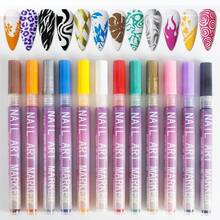 1 pieza Marcador acrílico impermeable y de secado rápido para arte de uñas y dibujos, punta fina, recargable, marcador colorido DIY para pintar uñas