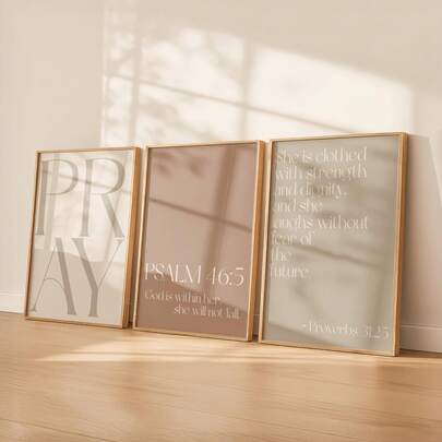 1/3pcs Neutral Christian Wall Art Picture Bible Verse Prints Canvas Paintings Minimalist Scripture Posters Modern Religious Wall Decor For Living Room Bedroom Office Home Decor GIft For Her No Framend