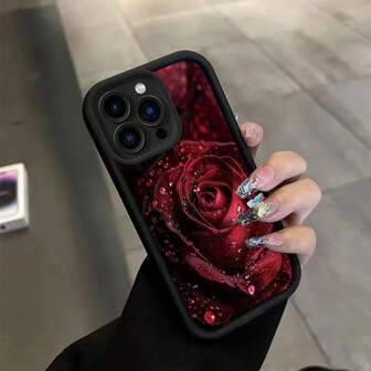 1pc Fashionable & Elegant Gradient Watercolor Romantic Raindrop Rose Flower Sky Eye Stair Design Soft Phone Case, Suitable Compatible With Apple 16/16 Plus/17/17 Pro/17 Pro Max, Infinix Smart 7, Spark Go 2024, Infinix Hot 40/40 PRO, SPARK 20 PRO, Galaxy S25 Ultra