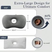 Almohada para piercing de oreja para dormir de lado, diseo de agujero de oreja ms para dormir cmodo, almohadas ajustables con funda suave lavable, para cuidado y apoyo de piercing de - gris - Ver 3