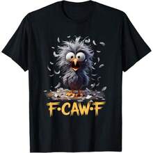 Camiseta de Humor de Dibujos Animados F caw F - Negro - Ver 10
