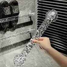 1pc Acrylic Wavy Pattern Towel Rack, Bathroom Towel And Slipper Holder, Single Bar, Wall Mounted, No Drilling Required, Plastic Storage Rack, Kitchen Organizer, Towel Rack - Multicolor - View 9