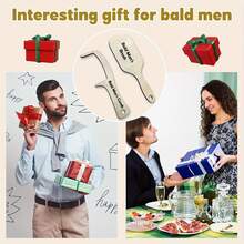 2pcs Fun Bald Man Combs, Fun Gift Combs, Bald Man Wooden Hairless Combs And Toothless Suit Beauty Tools, Essentials, Birthday And Halloween Cheap Fun Gifts - Multicolor - View 5