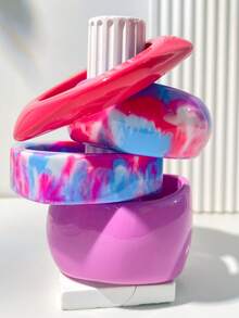 1pc Colorful Tie Dye Asymmetrical Exaggerated Vintage Resin Bracelet