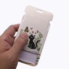 CX Lovely Kitten Manga Card Holder Badge Holder ID Card Lanyards Cell Phone Rope Key Lanyard Neck Straps Keychain Cats01 Bag Charms Car Teacher Friend Sister Gift Ideas