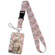 CX Lovely Kitten Manga Card Holder Badge Holder ID Card Lanyards Cell Phone Rope Key Lanyard Neck Straps Keychain Cats01 Bag Charms Car Teacher Friend Sister Gift Ideas