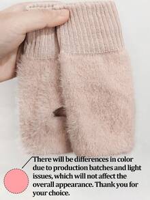 新款女士冬季貂毛半指手套，柔软保暖。奢华纯色毛绒针织露指手套。保暖羊毛半指手套，女士冬季毛绒针织手套，保护手腕和手指，适用于触屏设备，非常适合办公室、学生、写作和日常佩戴。 - 彩色 - 查看 10