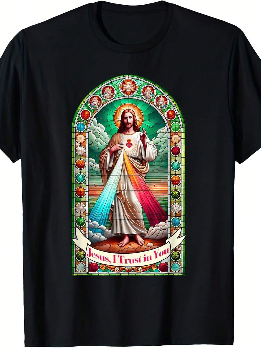 Jesus I Trust In You Faith Divine Mercy Graphic Catc T-Shirt - Style 13 - View 1