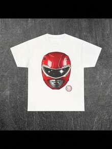 Red Power Ranger Tee Men's And Women's Short-Sleeved T-Shirts For All Seasons - White 3 - View 6