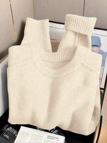 Men's Loose Fit Crew Neck Raglan Sleeve Knit Sweater, Casual Autumn/Winter